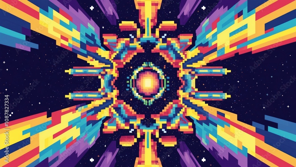 Fototapeta premium Beautiful retro pattern, wallpaper pixel art