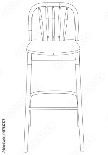 Hand-drawn bar chair and stool vector illustration. Editable line art design ideal for bar furniture, kitchen counters, and trendy seating options in modern interiors