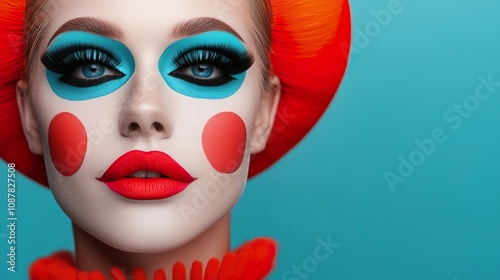 model creative makeup fashion concept. Bold Makeup with Exaggerated Shapes and Vibrant Colors