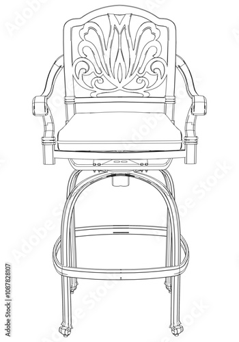 Hand-drawn bar chair and stool vector illustration. Editable line art design ideal for bar furniture, kitchen counters, and trendy seating options in modern interiors