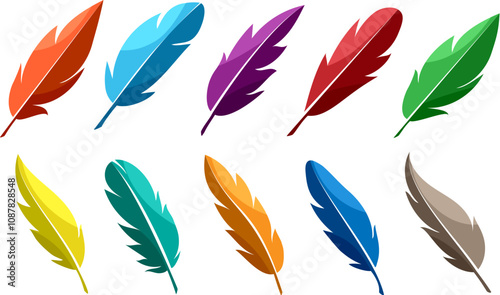 Flat feather icon set