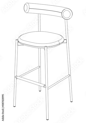 Hand-drawn bar chair and stool vector illustration. Editable line art design ideal for bar furniture, kitchen counters, and trendy seating options in modern interiors