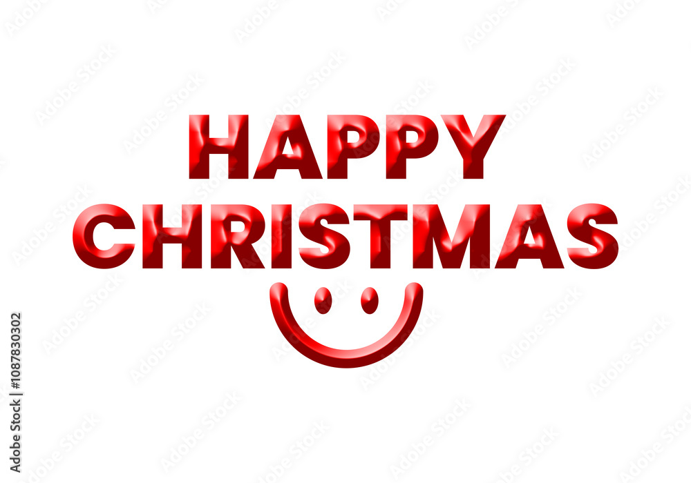 Happy Christmas 3d render red text with happy smiling icon. illustration Happy Christmas 3d render red text with happy smiling icon. illustration