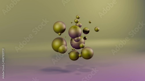 Bubbles green magenta animated, 3D animation