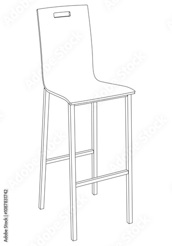Hand-drawn bar chair and stool vector illustration. Editable line art design ideal for bar furniture, kitchen counters, and trendy seating options in modern interiors
