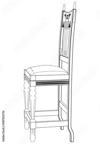 Hand-drawn bar chair and stool vector illustration. Editable line art design ideal for bar furniture, kitchen counters, and trendy seating options in modern interiors