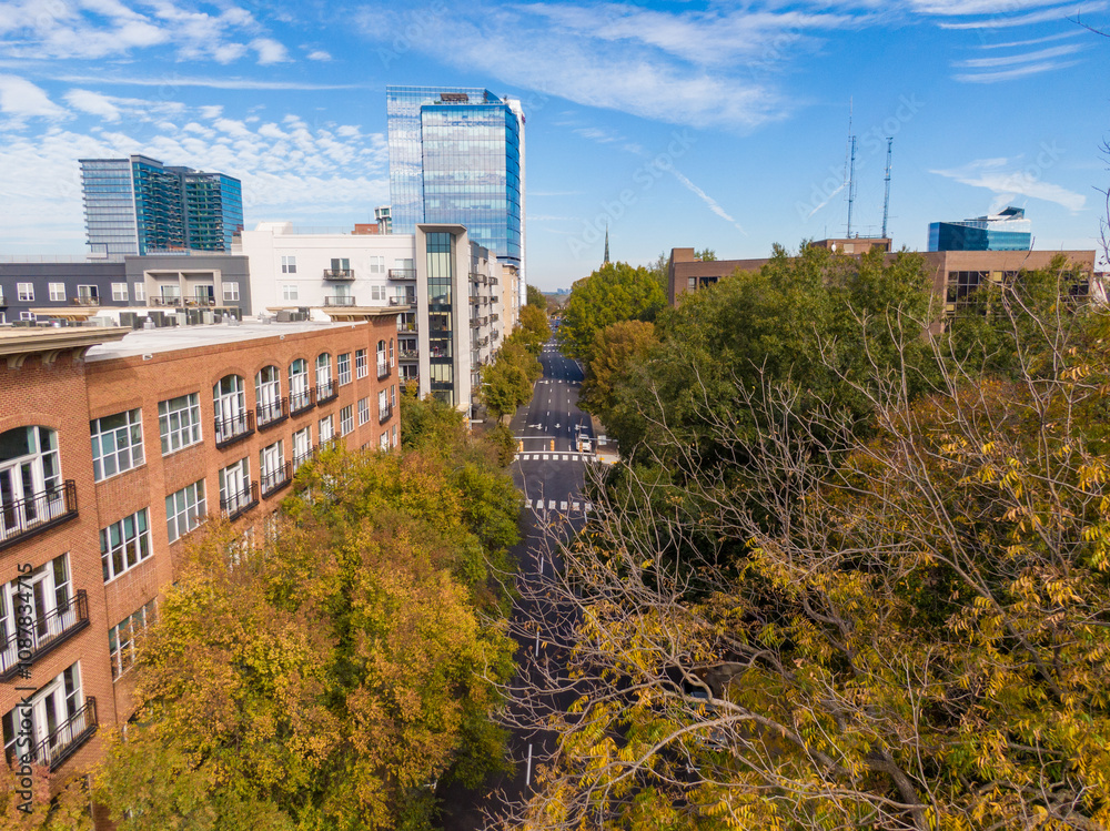 Fototapeta premium Daytime Drone Images of Downtown Raleigh North Carolina