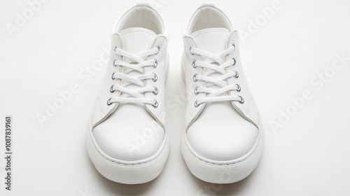 "Fresh Steps: New Shoes on a Clean White Background"