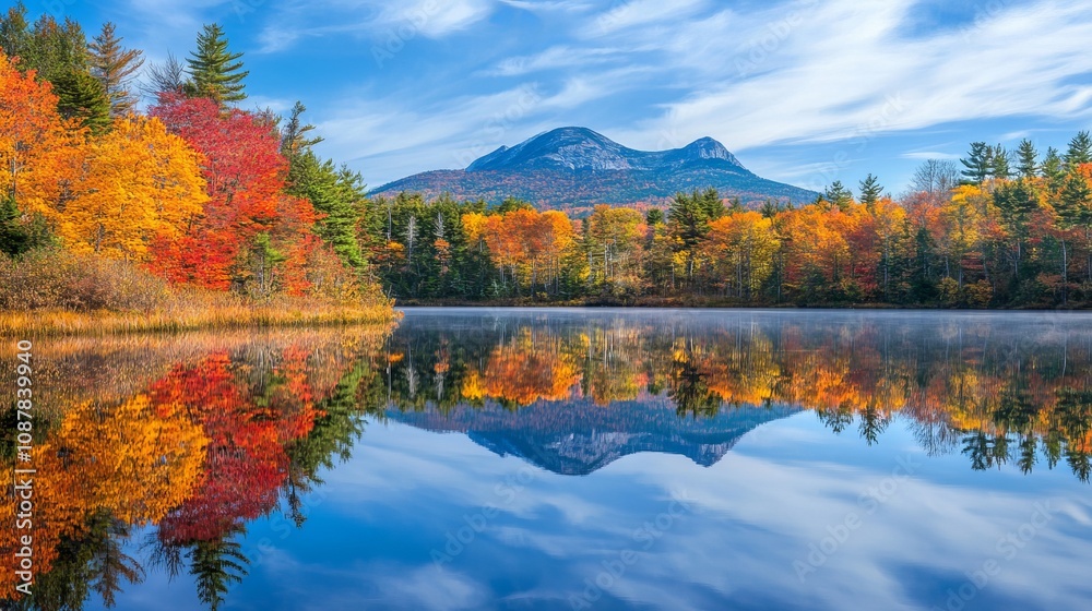 Fall foliage reflected in Chocorua Lake in Tamworth, New Hampshire Fall foliage reflected in Chocorua Lake in Tamworth, New Hampshire