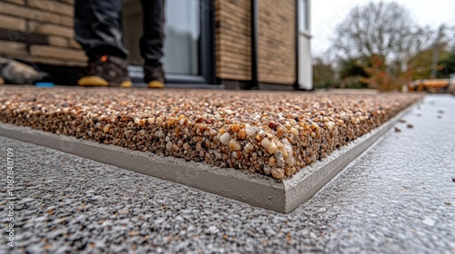 Close-up of resin bound gravel paving.