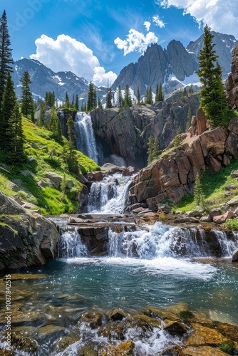 Alpine Waterfall Cascade photo