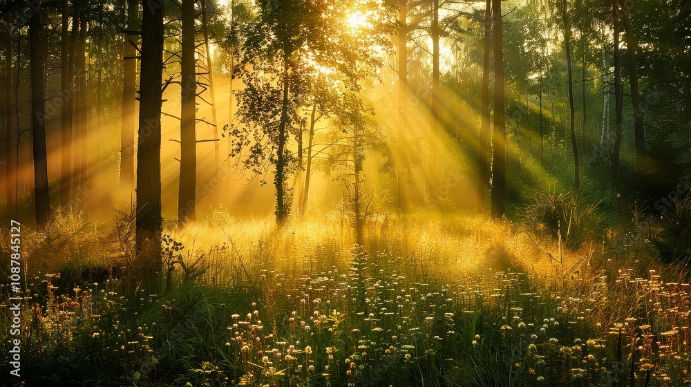 Fototapeta premium Golden Forest Glade