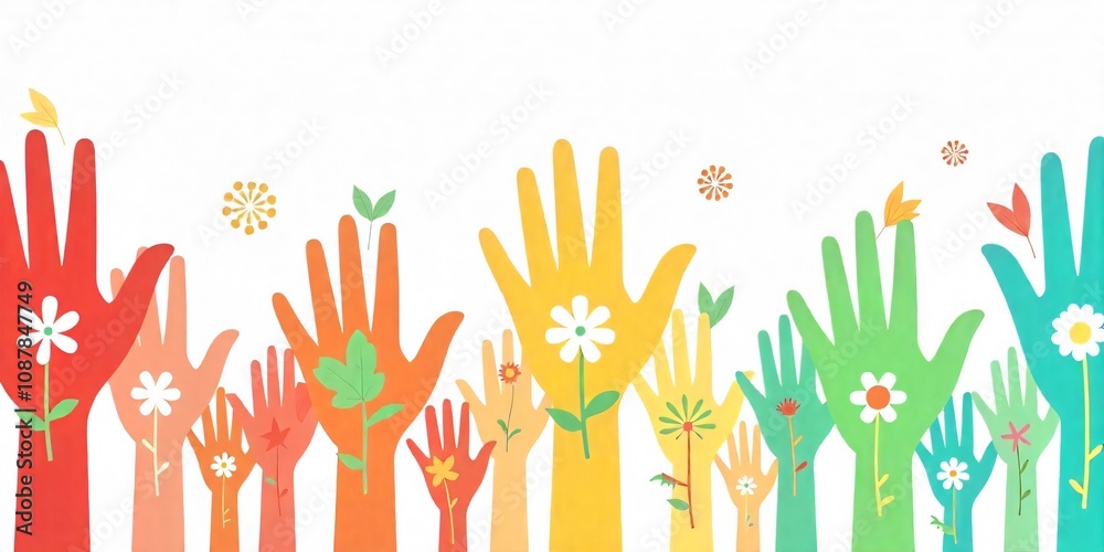 a colorful painting of hands a colorful painting of hands