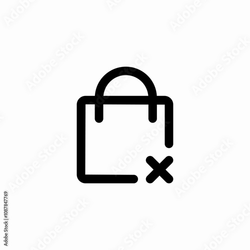 shopping bag delete icon sign vector