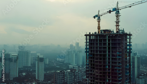 Tower crane and building under construction