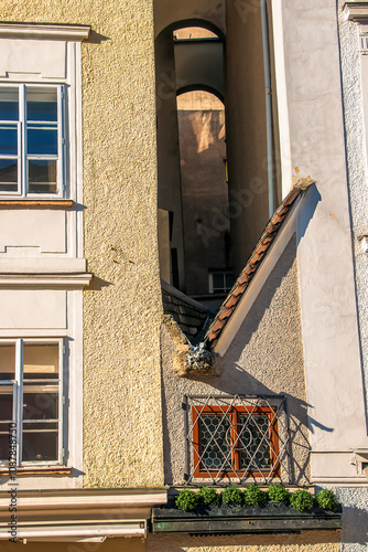 Salzburg, Austria - 01.13.2024: Facade of a historic building in the city. photo