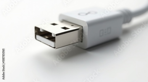 High-Resolution Close-Up of Type-A USB Connector on White Background.