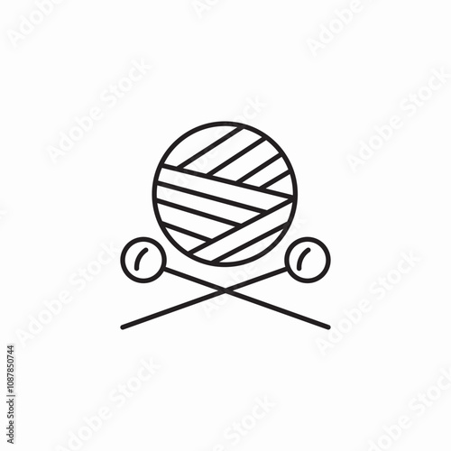 knitting needles ball icon sign vector