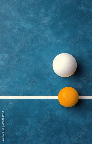 Simple white egg resting on blue surface against dark blue background in mini...