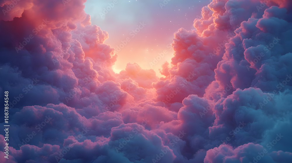Dreamy Pink Cloudscape: 3D Rendered Abstract Background Dreamy Pink Cloudscape: 3D Rendered Abstract Background