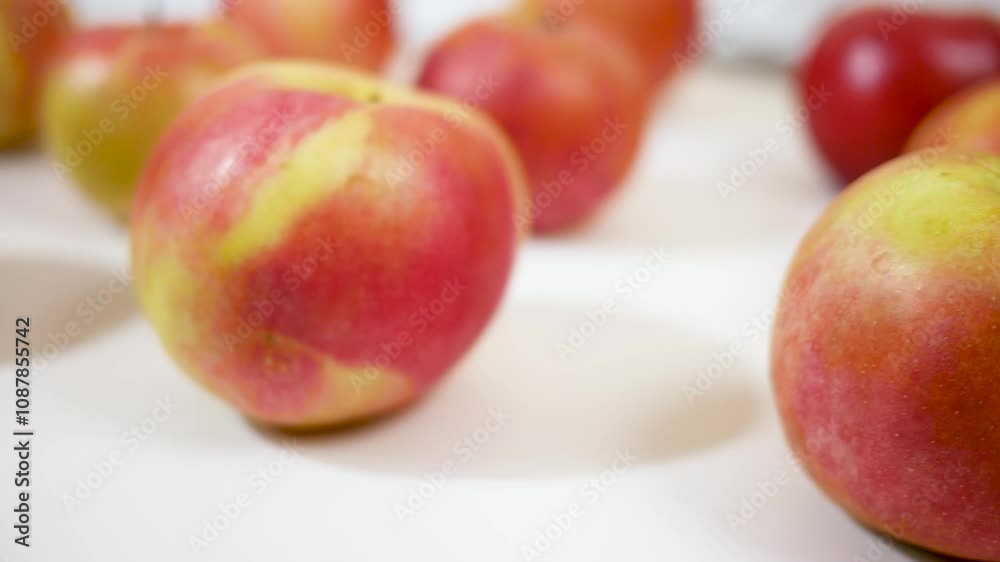 Ida Red Apples Spinning on White Turntable Ida Red Apples Spinning on White Turntable