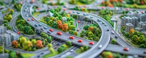 A traffic flow and transportation model, showing car movement patterns across a city