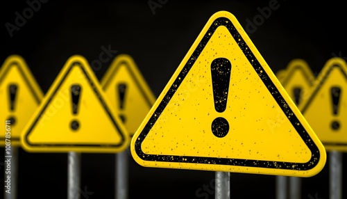 yellow warning sign with exclamation mark 3d-look
