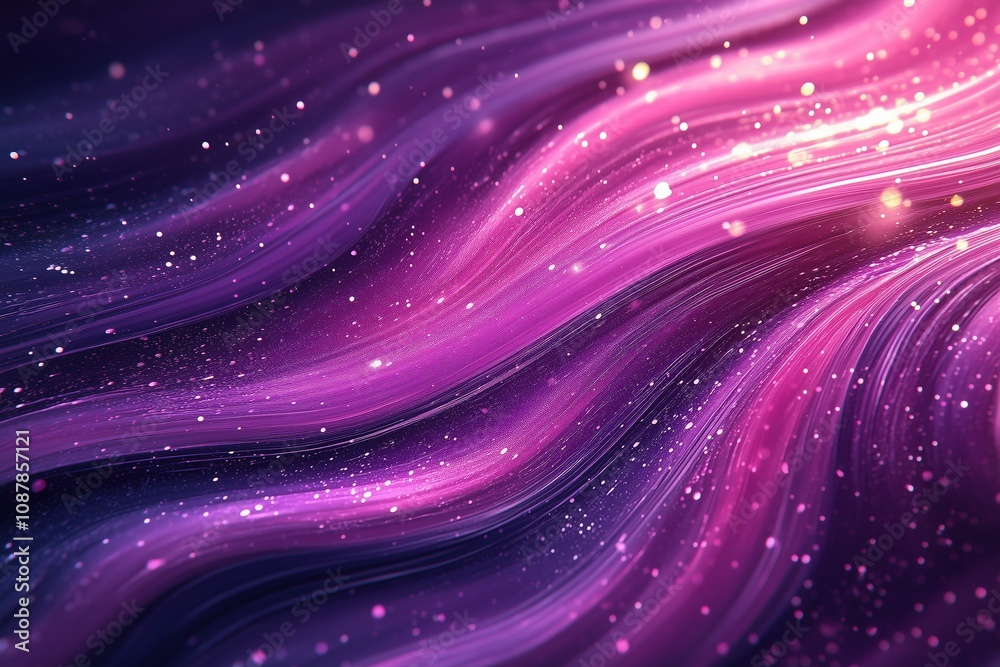 Vibrant flowing pink and purple lines with sparkles, creating a cosmic effect Vibrant flowing pink and purple lines with sparkles, creating a cosmic effect