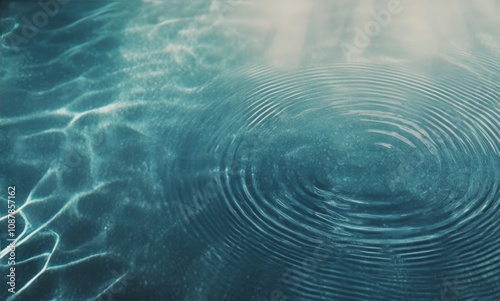 Abstract water surface with bubbles and light reflections in a serene blue tone