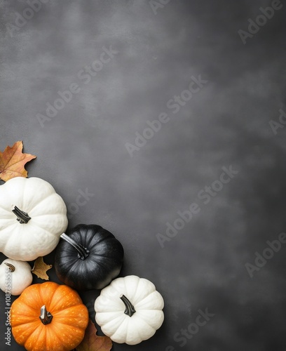 Colorful pumpkins and flowers arranged together in a cozy autumn setting