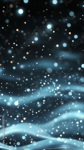 A mesmerizing display of shimmering particles over a blue background creates ...
