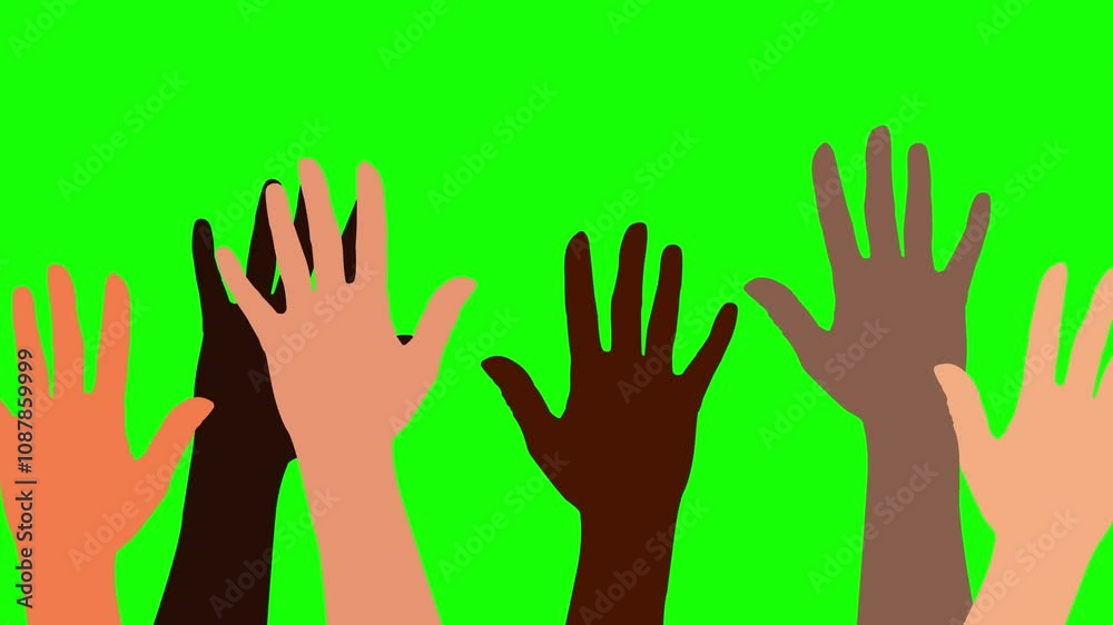 waving hands hi gesture animation on chroma key background