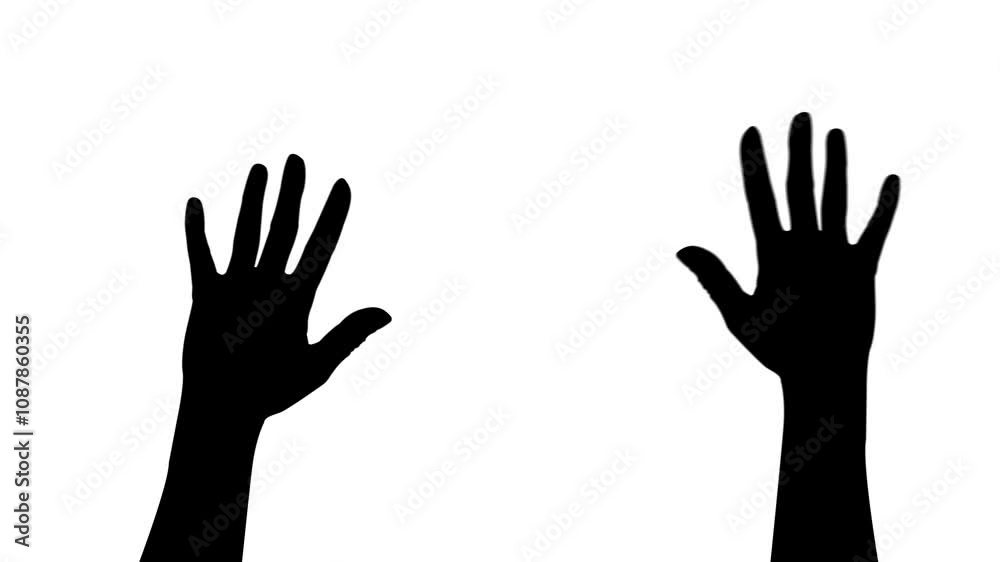 Black isolated waving hands animation on white background Black isolated waving hands animation on white background