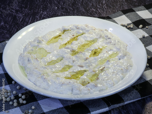 Eggplant paste with tahini (Mutebbel) photo