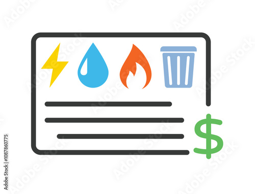 Household Utility bill line icon. Clipart image isolated on white background.