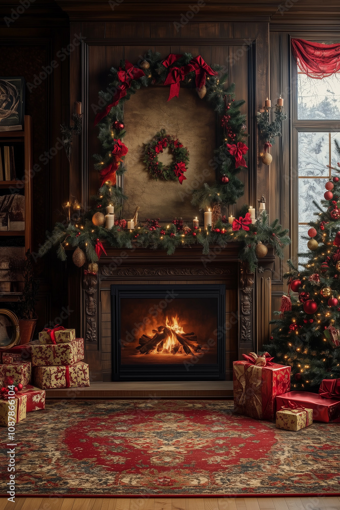 Fototapeta premium Christmas frame wallpaper, background