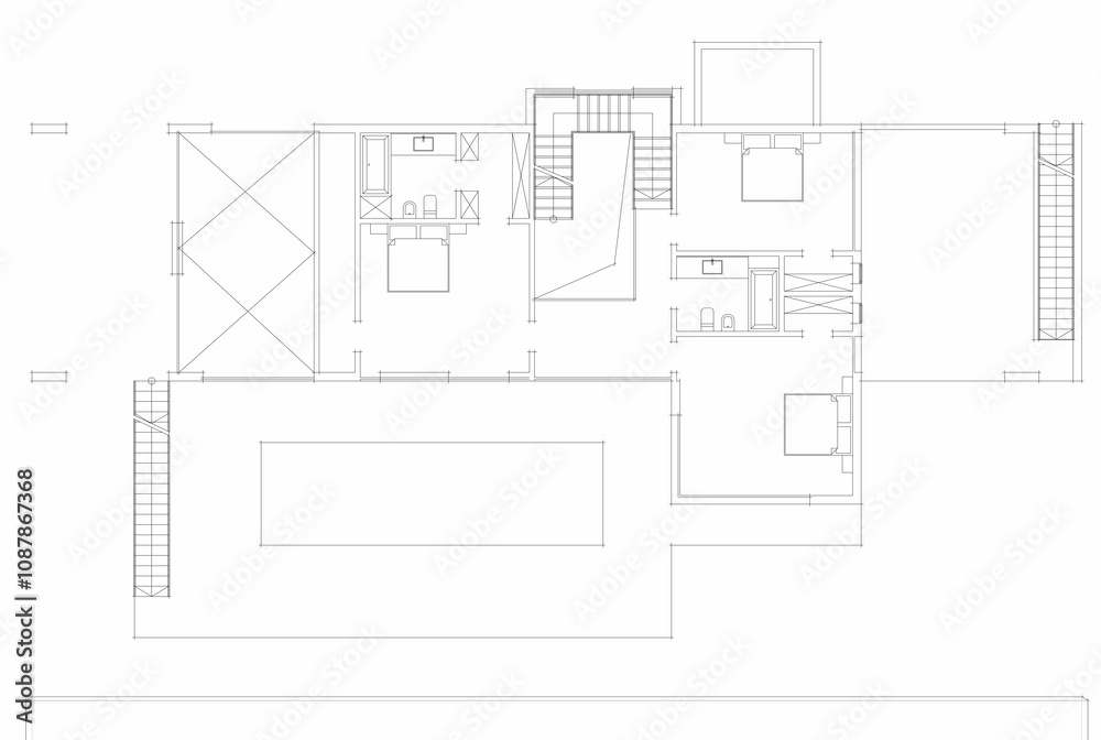 House building sketch architecture 3d rendering House building sketch architecture 3d rendering