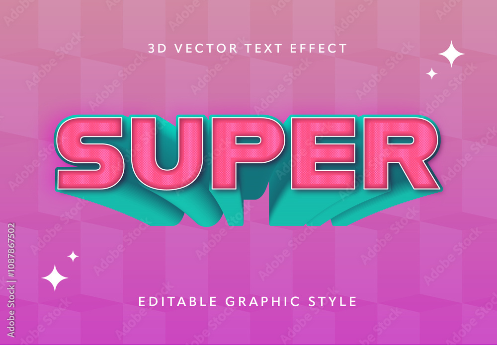 Pink 3D Stlye Text Effect Stock Template | Adobe Stock