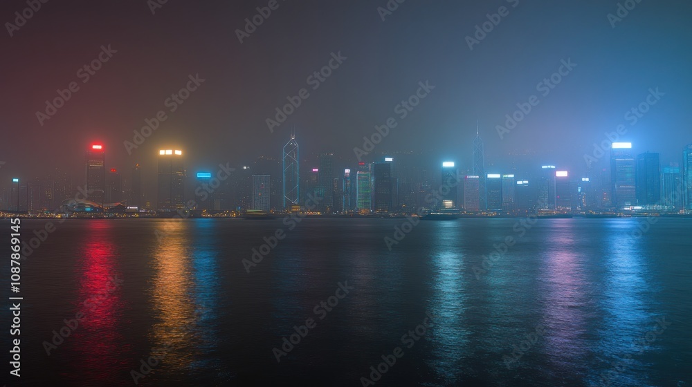 Hong Kong Skyline at Night: A Serene Urban Nightscape Hong Kong Skyline at Night: A Serene Urban Nightscape