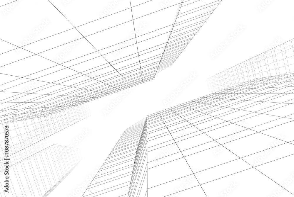 Sketch of a city 3d rendering Sketch of a city 3d rendering