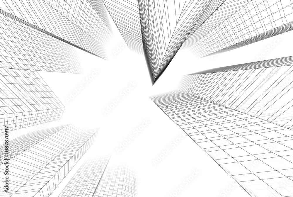 Sketch of a city 3d rendering Sketch of a city 3d rendering