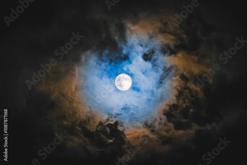 Full moon and clouds