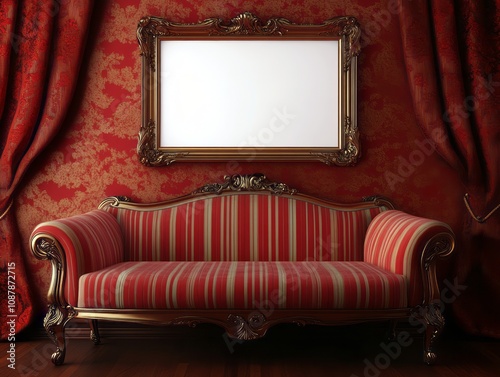 Ornate Red Sofa and Gilded ...