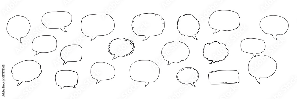 Set of hand drawn speech bubbles. Vector illustration. Generative AI Set of hand drawn speech bubbles. Vector illustration. Generative AI