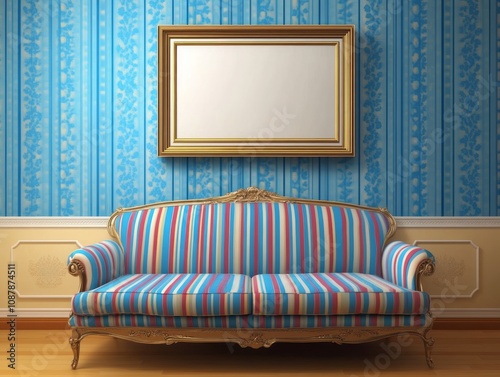 Elegant striped sofa with g...