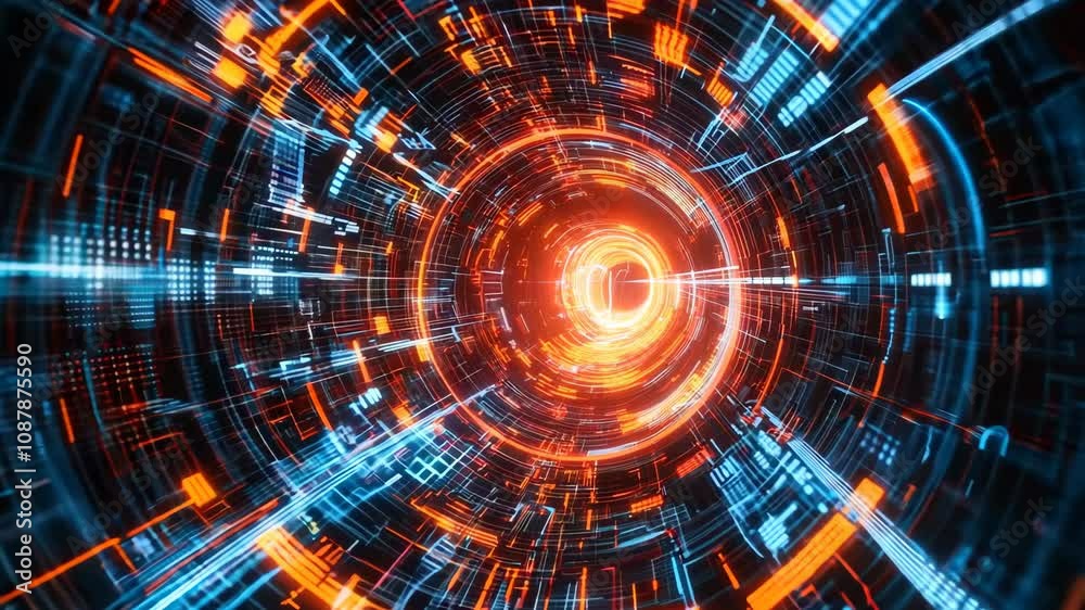 Abstract Binary Code Tunnel Digital Technology Background 4K Video Abstract Binary Code Tunnel Digital Technology Background 4K Video