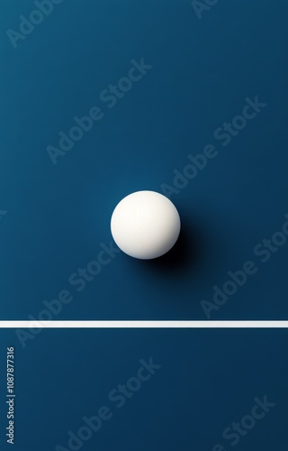 Simple white egg resting on blue surface against dark blue background in mini...
