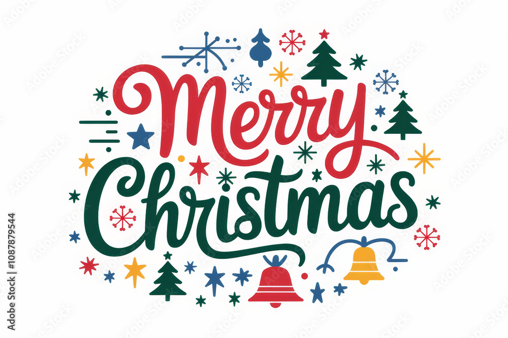 Colorful Christmas greeting with festive symbols.. Colorful Christmas greeting with festive symbols..