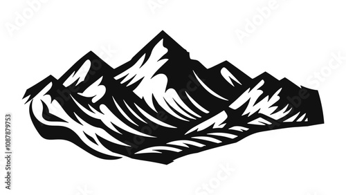 Mountain Silhouette Vector iconic Black and White Designs for Travel and Landscape Decor