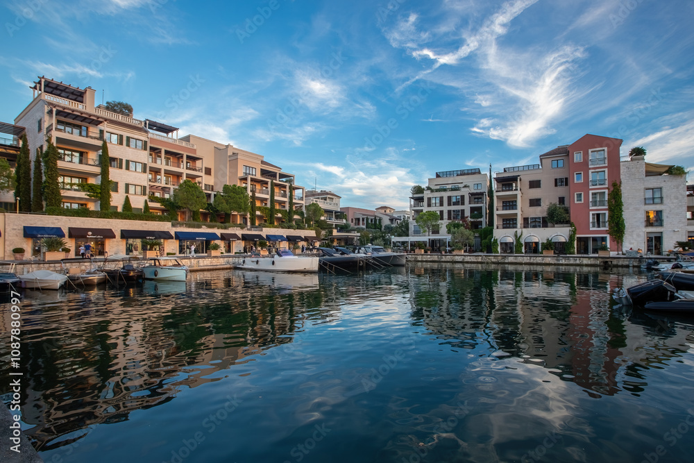 Town of Tivat scenic destination yachting harbor view, Montenegro coastline